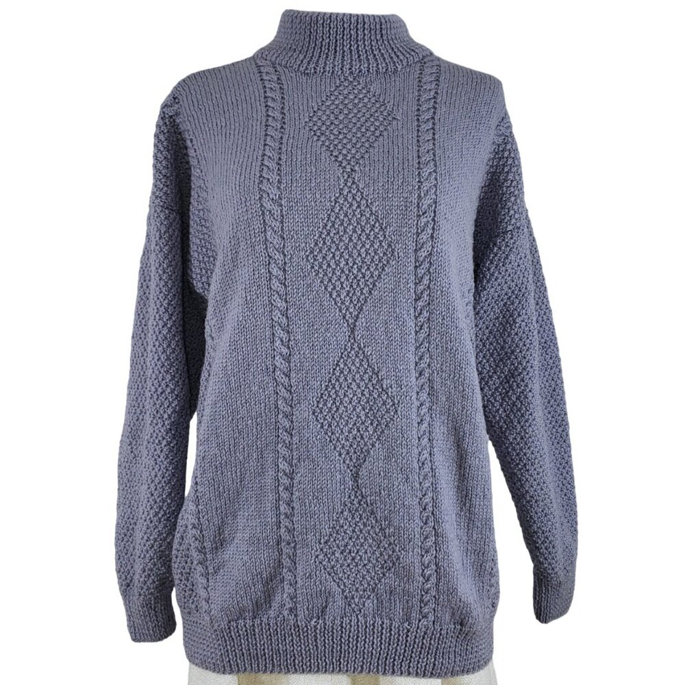 Handmade Oversize Knit Sweater Soft Warm Wool Beautiful Detailing Medium Large